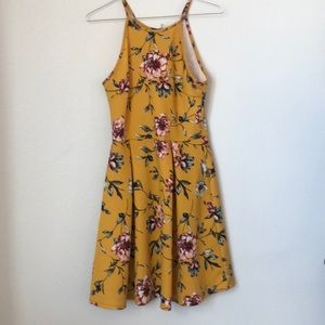Yellow Flower Print Dress